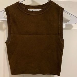 Zara High Neck Cropped Tank
